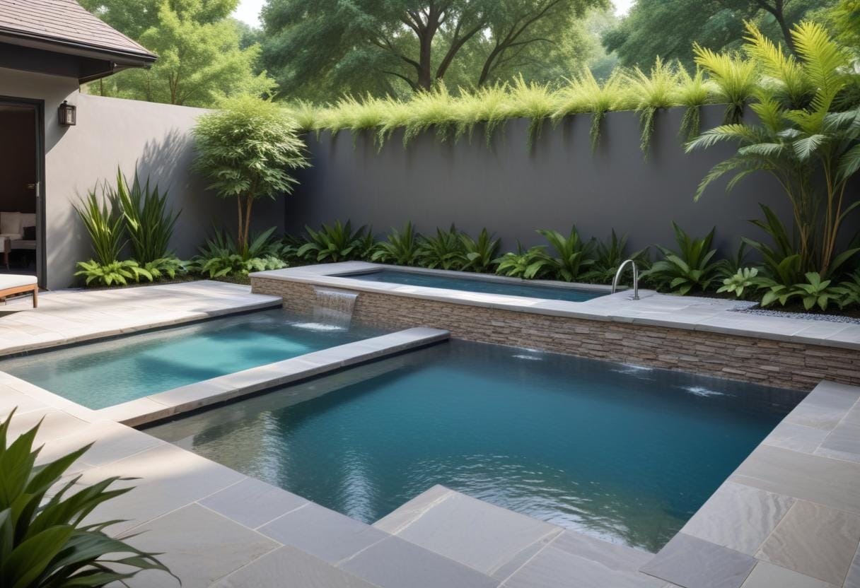 Grå liner pool – ett stiligt val för din trädgård illustration